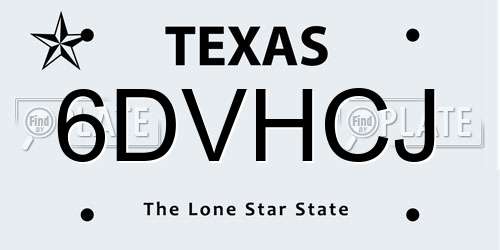 6DVHCJ Texas License Plate