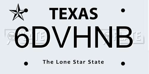 6DVHNB Texas License Plate
