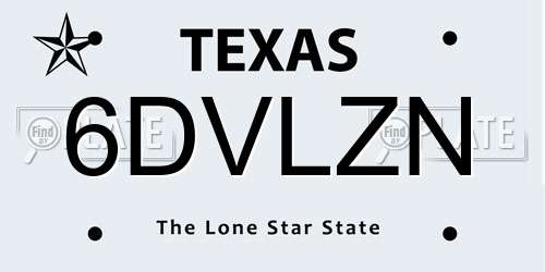 6DVLZN Texas License Plate