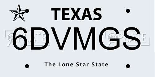 6DVMGS Texas License Plate