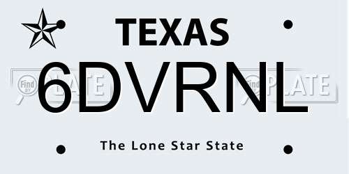 6DVRNL Texas License Plate
