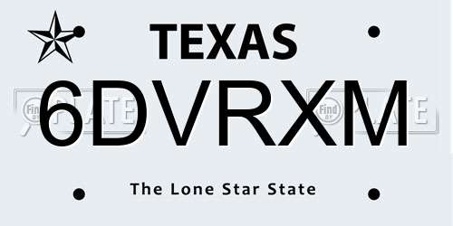 6DVRXM Texas License Plate