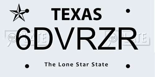 6DVRZR Texas License Plate