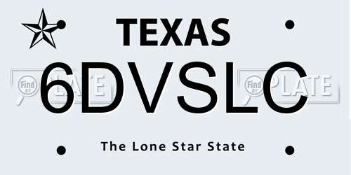 6DVSLC Texas License Plate