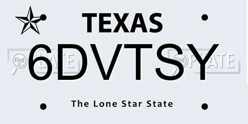 6DVTSY Texas License Plate
