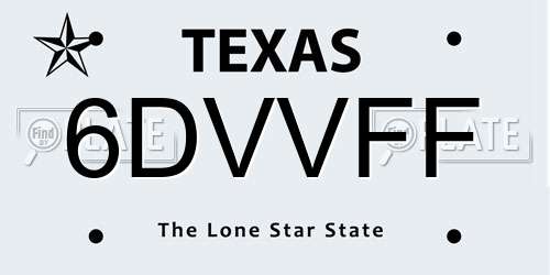 6DVVFF Texas License Plate