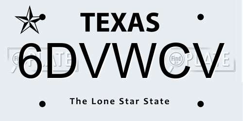 6DVWCV Texas License Plate