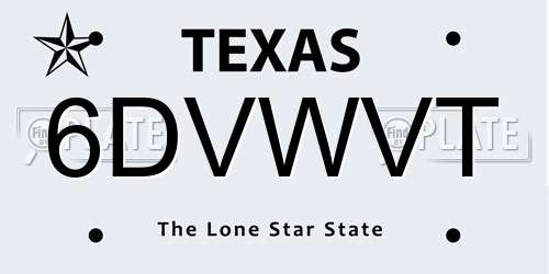 6DVWVT Texas License Plate