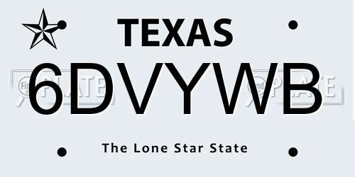 6DVYWB Texas License Plate