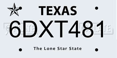 6DXT481 Texas License Plate