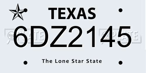 6DZ2145 Texas License Plate