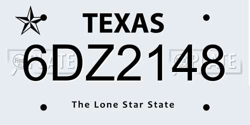 6DZ2148 Texas License Plate