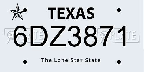 6DZ3871 Texas License Plate