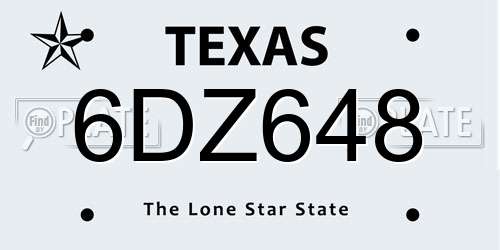 6DZ648 Texas License Plate