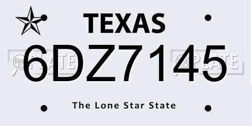 6DZ7145 Texas License Plate