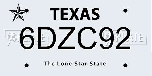 6DZC92 Texas License Plate