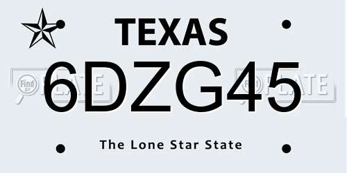 6DZG45 Texas License Plate