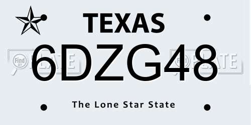 6DZG48 Texas License Plate