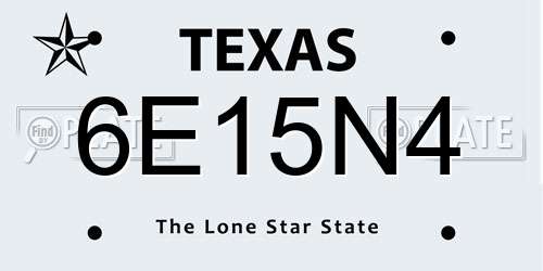 6E15N4 Texas License Plate