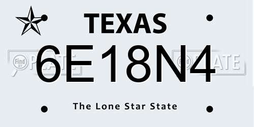 6E18N4 Texas License Plate