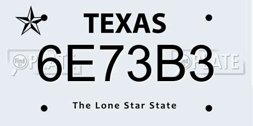 6E73B3 Texas License Plate