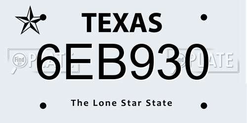 6EB930 Texas License Plate