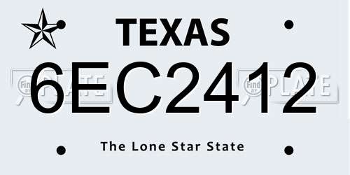 6EC2412 Texas License Plate