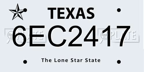 6EC2417 Texas License Plate