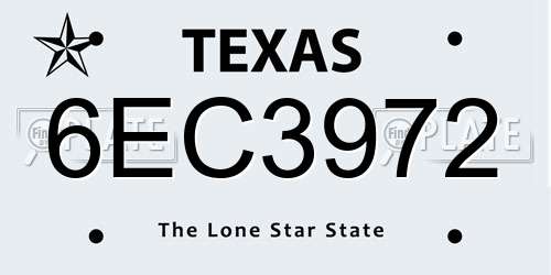 6EC3972 Texas License Plate