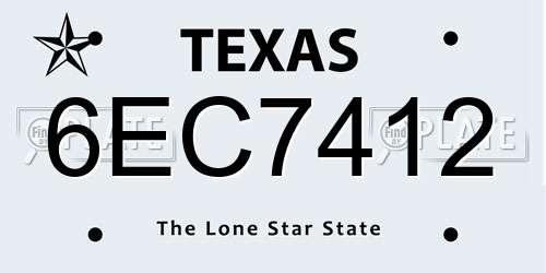 6EC7412 Texas License Plate