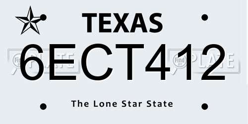 6ECT412 Texas License Plate