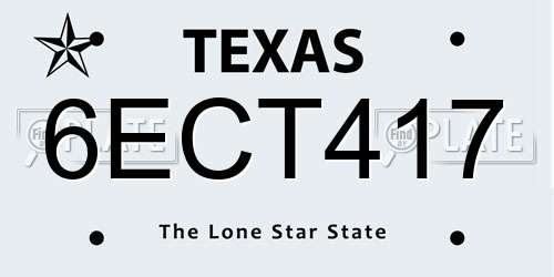 6ECT417 Texas License Plate