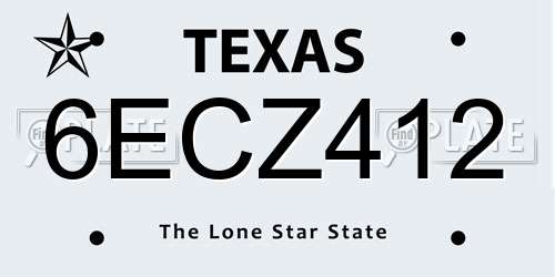 6ECZ412 Texas License Plate