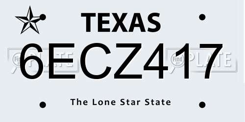 6ECZ417 Texas License Plate