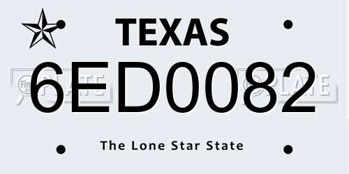 6ED0082 Texas License Plate