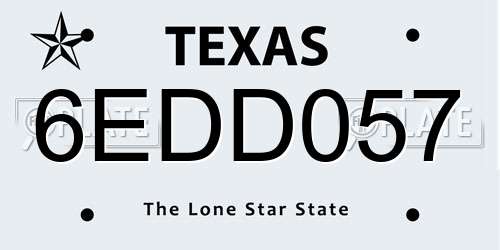 6EDD057 Texas License Plate