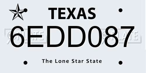 6EDD087 Texas License Plate