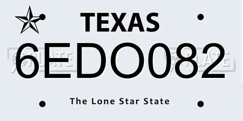 6EDO082 Texas License Plate