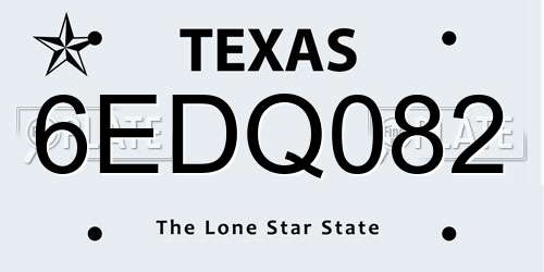 6EDQ082 Texas License Plate