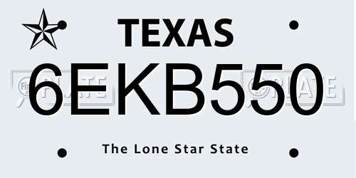 6EKB550 Texas License Plate