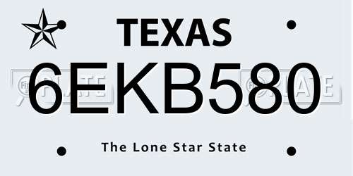 6EKB580 Texas License Plate