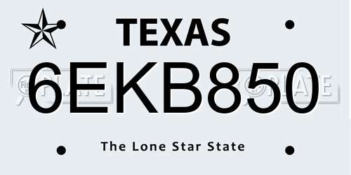 6EKB850 Texas License Plate