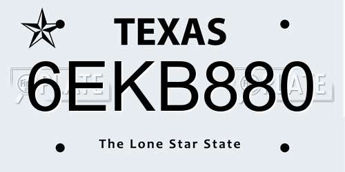6EKB880 Texas License Plate