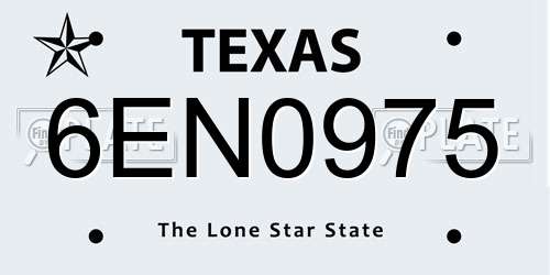 6EN0975 Texas License Plate