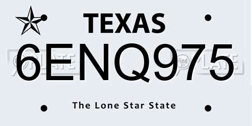 6ENQ975 Texas License Plate