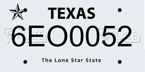 6EO0052 Texas License Plate