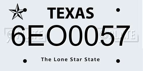 6EO0057 Texas License Plate