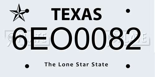 6EO0082 Texas License Plate