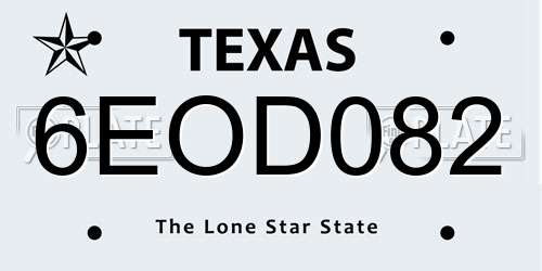 6EOD082 Texas License Plate