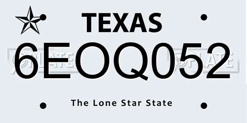 6EOQ052 Texas License Plate